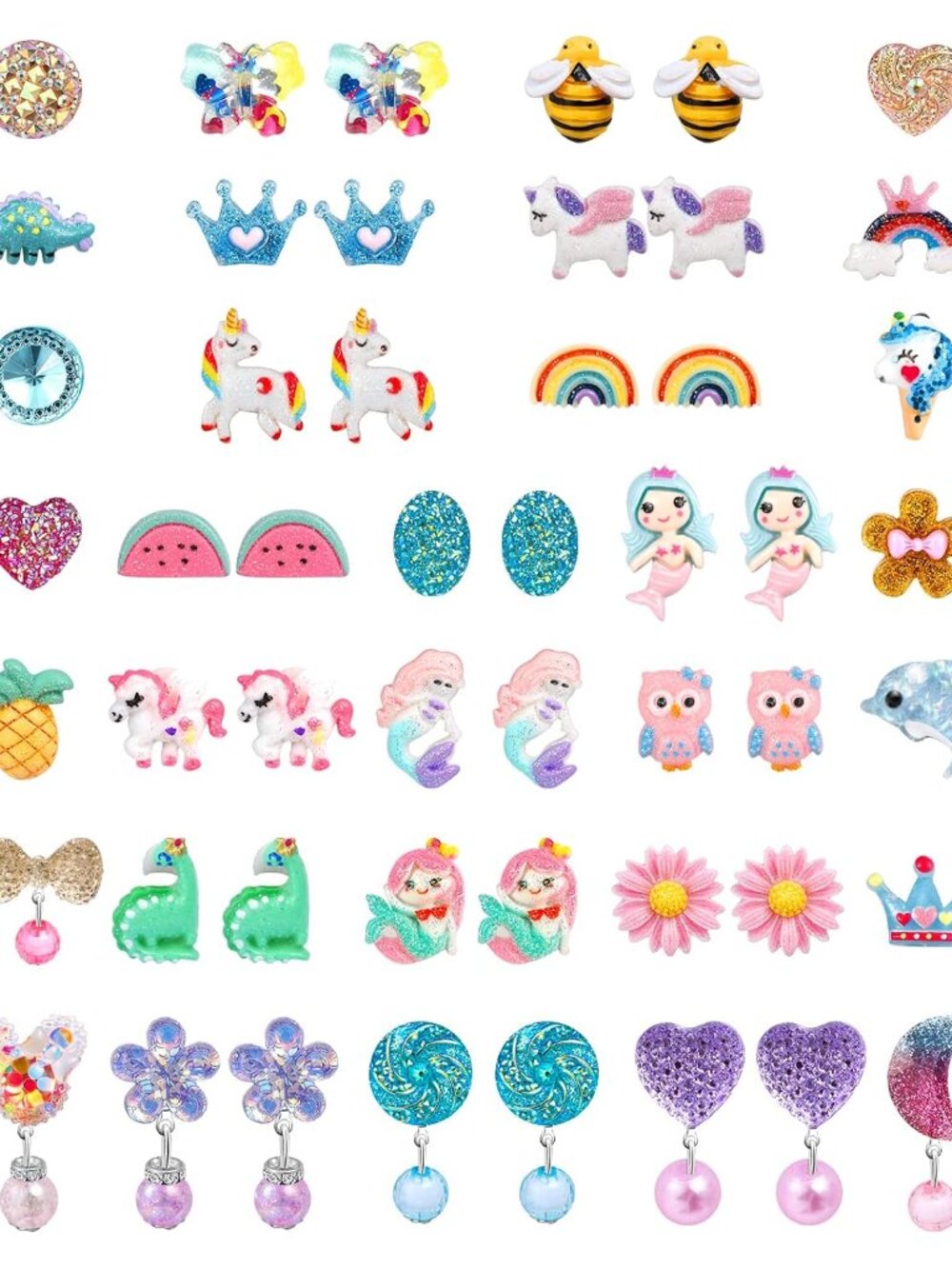 Clip On Earrings Hypoallergenic Clips Earrings Sets Suitable for Ages 4-12 Littl